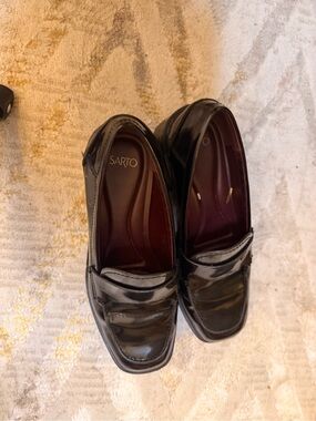 Franco Sarto Black Patent Leather Loafers